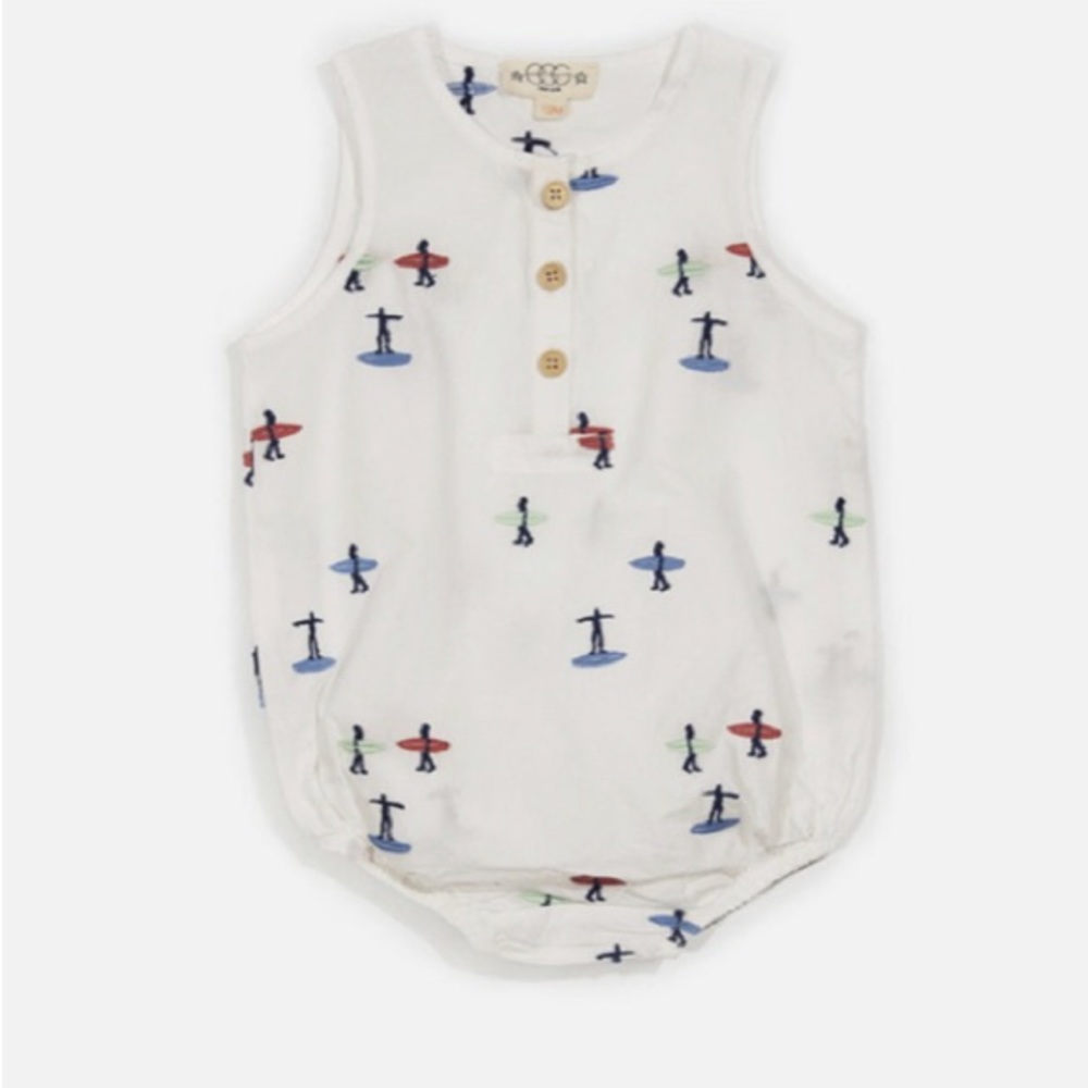 EGG Parker Romper - Adorable Surfer Embroidered Onesie Romper